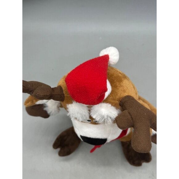 Gemmy Plush Reindeer Christmas Animated Singing Toy With Scarf & Santa Hat READ - Picture 2 of 6